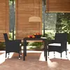 Image de vidaXL Ensemble à dîner de jardin avec coussins 3 pcs poly rotin noir