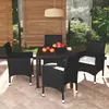 Image de vidaXL Ensemble à dîner de jardin avec coussins 5 pcs poly rotin noir