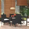Image de vidaXL Ensemble à dîner de jardin avec coussins 5 pcs poly rotin noir
