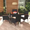 Image de vidaXL Ensemble à dîner de jardin avec coussins 5 pcs poly rotin noir