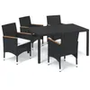 Image de vidaXL Ensemble à dîner de jardin avec coussins 5 pcs poly rotin noir