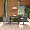 Image de vidaXL Ensemble à manger de jardin coussins 3pcs Résine tressée Gris