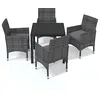 Image de vidaXL Mobilier à Dîner de Jardin et Coussins 5 pcs Ensemble de Salle à Manger de Patio Table et Chaises d'Extérieur Balcon Résine Tressée Gris