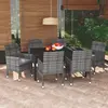 Image de vidaXL Ensemble à manger de jardin coussins 7pcs Résine tressée Gris