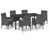 Image de vidaXL Mobilier à Dîner de Jardin et Coussins 7 pcs Ensemble de Salle à Manger de Patio Table et Chaises d'Extérieur Balcon Résine Tressée Gris