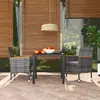 Image de vidaXL Ensemble à manger de jardin coussins 3pcs Résine tressée Gris