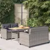 Image de vidaXL Ensemble à manger de jardin 3 pcs coussins gris résine tressée