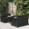 Image de vidaXL Ensemble à manger de jardin coussins noirs 3 pcs Résine tressée