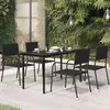 Image de vidaXL Table à dîner de jardin Noir 140x70x74 cm Acier et verre