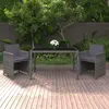 Image de vidaXL Ensemble à manger de jardin coussins 3pcs Résine tressée Gris