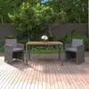 Image de vidaXL Ensemble à manger de jardin coussins 3pcs Résine tressée Gris
