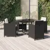 Image de vidaXL Ensemble à dîner de jardin avec coussins 5 pcs poly rotin noir