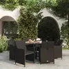 Image de vidaXL Ensemble à manger de jardin coussins 9pcs Résine tressée Noir