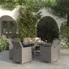 Image de vidaXL Ensemble à manger de jardin coussins 9pcs Résine tressée Gris