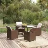 Image de vidaXL Ensemble à dîner de jardin avec coussins 5 pcs poly rotin brun