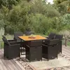 Image de vidaXL Ensemble à manger de jardin coussins 9pcs Résine tressée Noir