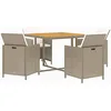Image de vidaXL Ensemble à manger de jardin et coussins 5 pcs Poly rotin Beige