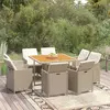 Image de vidaXL Ensemble à manger de jardin et coussins 9 pcs Poly rotin Beige