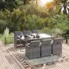 Image de vidaXL Ensemble à manger de jardin coussins 7pcs Résine tressée Gris