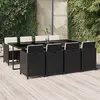 Image de vidaXL Ensemble à manger de jardin coussins 9pcs Résine tressée Noir