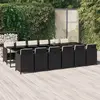 Image de vidaXL Ensemble à manger de jardin coussins 13 pcs Résine tressée Noir