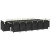 Image de vidaXL Ensemble à manger de jardin coussins 17 pcs Résine tressée Noir