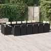 Image de vidaXL Ensemble à manger de jardin coussins 17 pcs Résine tressée Noir