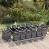 Image de vidaXL Ensemble à manger de jardin coussins 17 pcs Résine tressée Gris