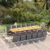 Image de vidaXL Ensemble à manger de jardin coussins 13 pcs Résine tressée Gris
