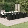 Image de vidaXL Ensemble à manger de jardin coussins 15 pcs Résine tressée Noir