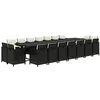 Image de vidaXL Ensemble à manger de jardin coussins 19 pcs Résine tressée Noir
