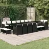Image de vidaXL Ensemble à manger de jardin coussins 19 pcs Résine tressée Noir