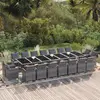 Image de vidaXL Ensemble à manger de jardin coussins 19 pcs Résine tressée Gris