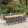 Image de vidaXL Ensemble à manger de jardin 15 pcs coussins gris résine tressée