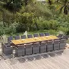 Image de vidaXL Ensemble à manger de jardin coussins 19 pcs Gris Résine tressée