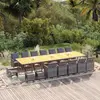 Image de vidaXL Ensemble à manger de jardin coussins 19 pcs Gris Résine tressée