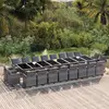 Image de vidaXL Ensemble à manger de jardin coussins 21 pcs Gris Résine tressée