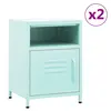 Image de vidaXL Tables de chevet 2 pcs Vert menthe 35x35x51 cm Acier