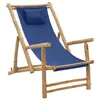 Image de vidaXL Chaise de terrasse Bambou et toile Bleu marine