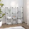 Image de vidaXL Organiseur de rangement en cube avec 9 cubes et portes en PP transparent