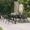 Image de vidaXL Table de jardin Noir 180x80x70 cm Acier et verre