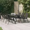 Image de vidaXL Table de jardin Gris et noir 180x80x70 cm Acier et verre