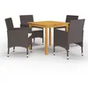 Image de vidaXL Ensemble à manger de jardin et coussins 5 pcs Marron