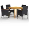 Image de vidaXL Ensemble à manger de jardin avec coussins 5 pcs Noir