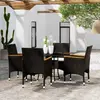Image de vidaXL Ensemble de bistro de jardin 5 pcs poly rotin et verre trempé