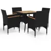 Image de vidaXL Ensemble à Manger de jardin 5pcs poly rotin et bois solide noir