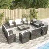 Image de vidaXL Salon de jardin 16 pcs avec coussins Résine tressée Noir