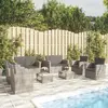 Image de vidaXL Salon de jardin 8 pcs avec coussins résine tressée gris