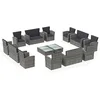 Image de vidaXL Salon de jardin 16 pcs avec coussins Résine tressée Gris