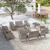 Image de vidaXL Salon de jardin 16 pcs avec coussins Résine tressée Gris